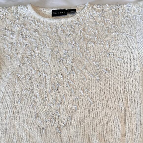 Vintage 90s Beaded Silk Angora Blend Sweater by Uno & Una - Picture 6 of 7